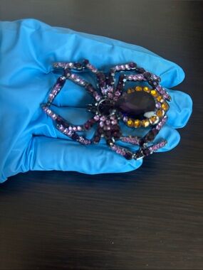 Purple Spider Crystal Brooch - Fashion Jewelry Accent